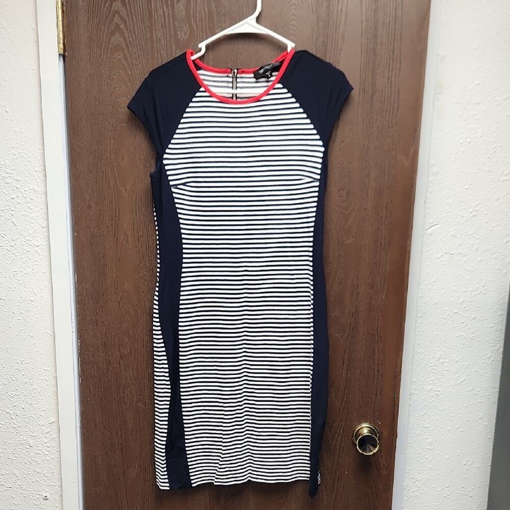 Karen Kane Navy and White Striped Midi Dress